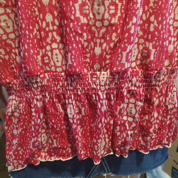 NEW Croft & Barrow 2X Blouse Pink Floral Ruched Neckline and Hem Front Tie Flowy - Picture 3 of 11